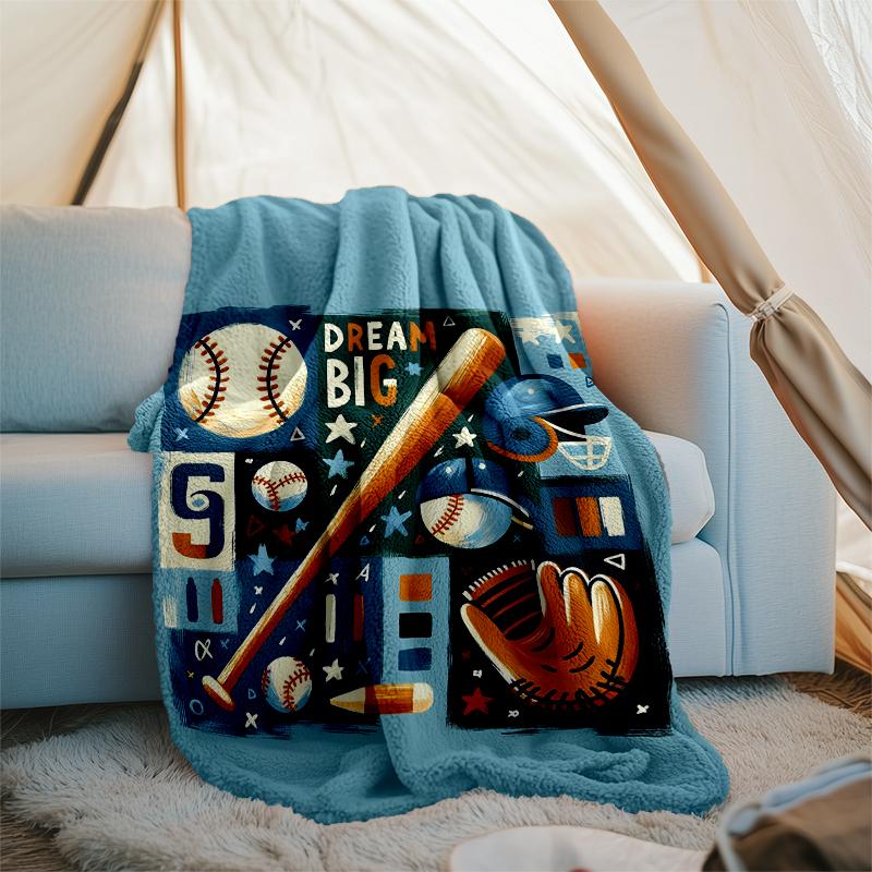 Baseball Theme Printed Blanket - Perfect for Couch, Bed, Travel & Outdoor Use | Machine Washable, Cozy & Durable.