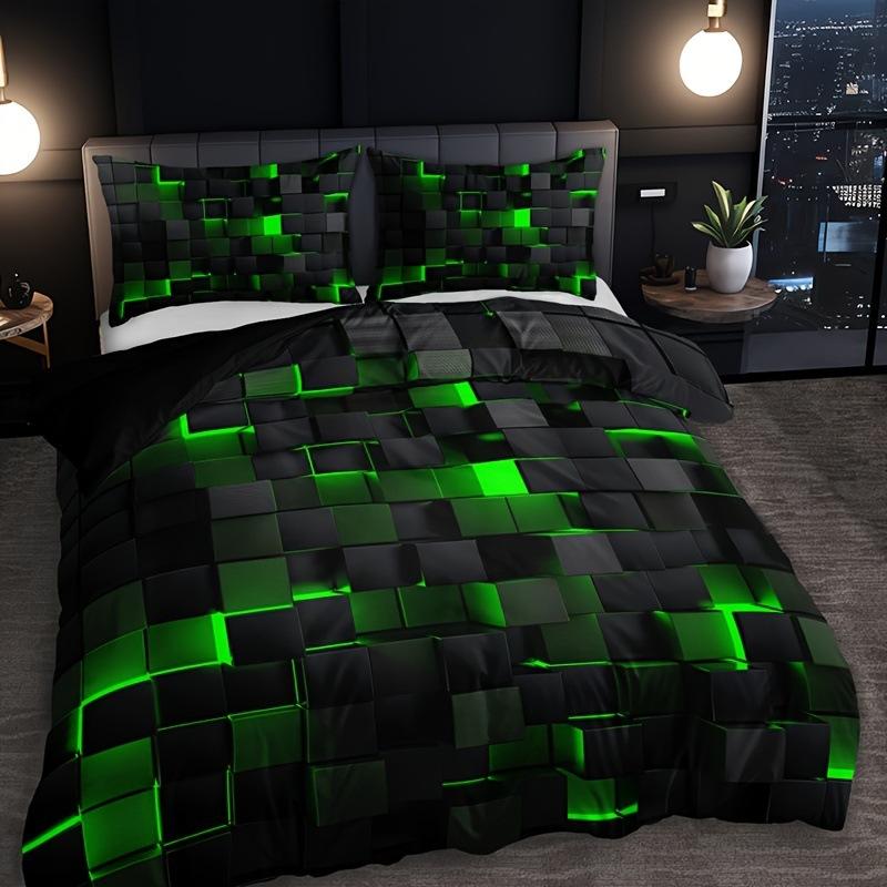 Abstrakte Gittergeometrie Serie Bettbezug Digitaldruck Bettwäsche Set Daunendecke Bezug für Schlafzimmer Raum