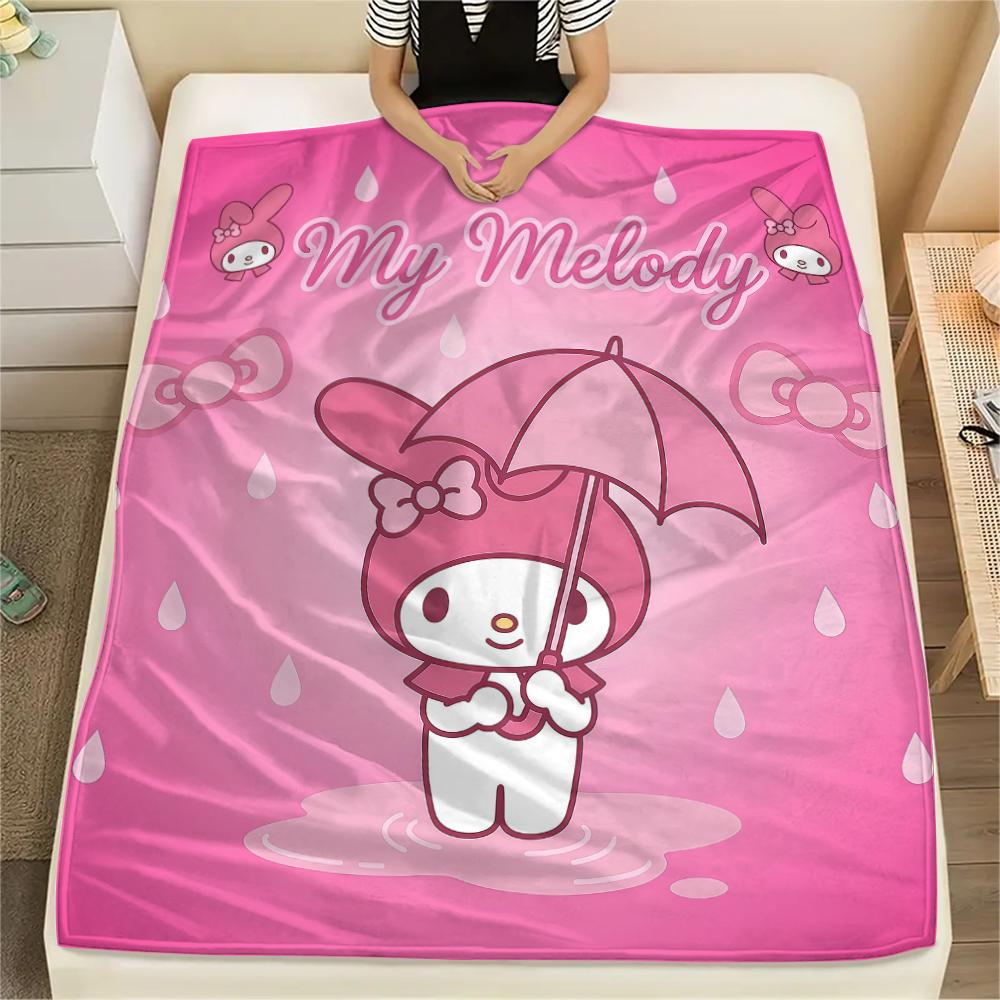 1 szt. Koc flanelowy My Melody z różowym nadrukiem, Wysokiej jakości, Na wszystkie pory roku, Wystrój domu, Ciepło i komfort, Idealny na prezenty świąteczne