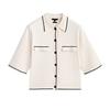 MD Spring New Arrival Women's Lapel Loose Contrast Color Trim Retro Debutante Style Knitting Outwear Cardigan 5663601