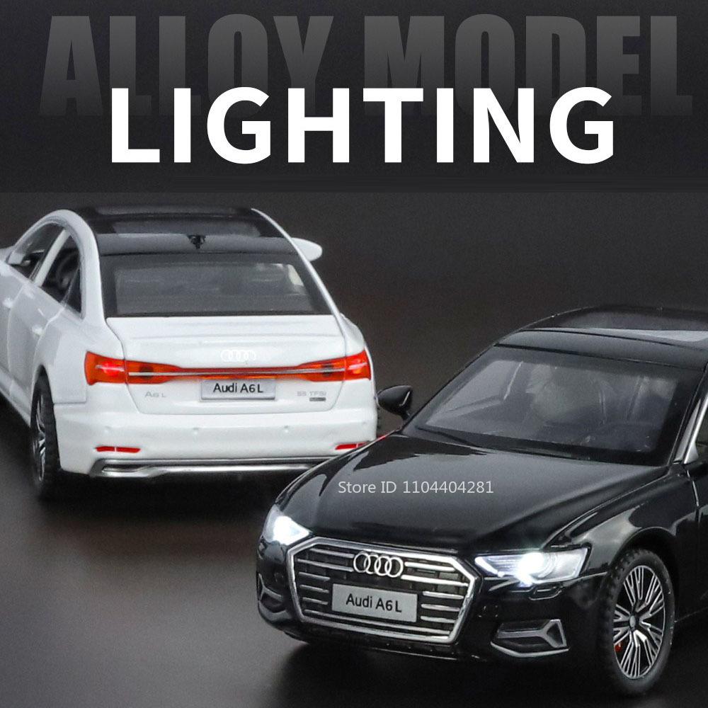 1:32 A6l S400l Legierungsmodell Spielzeug Diecast Auto Vorderradlenkung Türen öffnen Sound Licht Rückzugfahrzeug Heimdekoration Geschenk