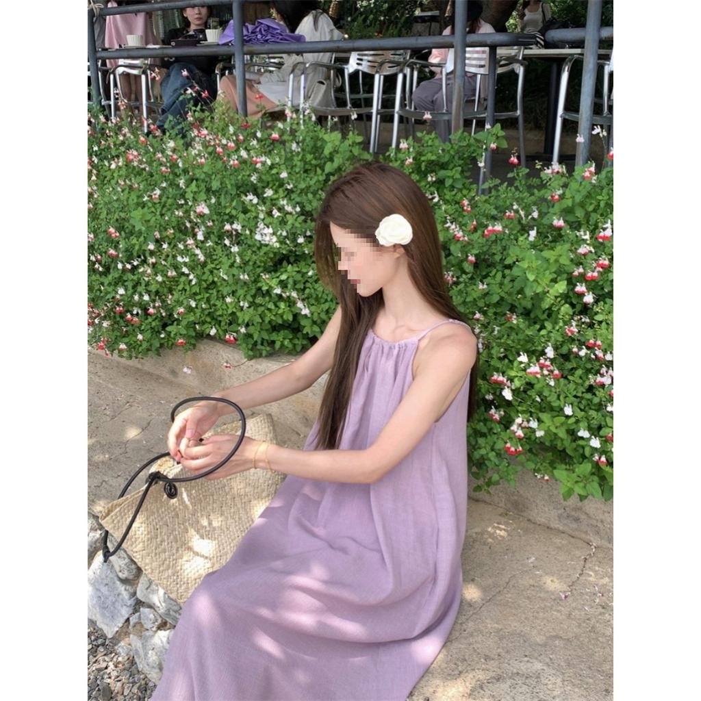 [Original Practice] Loose Suspender Dress Women's Summer New Vacation Gentle Long Dress Chic Sleeveless a Word