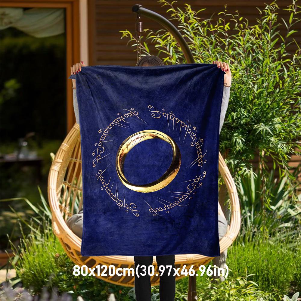 

1pc One Ring, Elvish Script - Throw Blanket, Soft, Flannel Blankets, Living Room, All Seasons Use-1021186 80x120cm