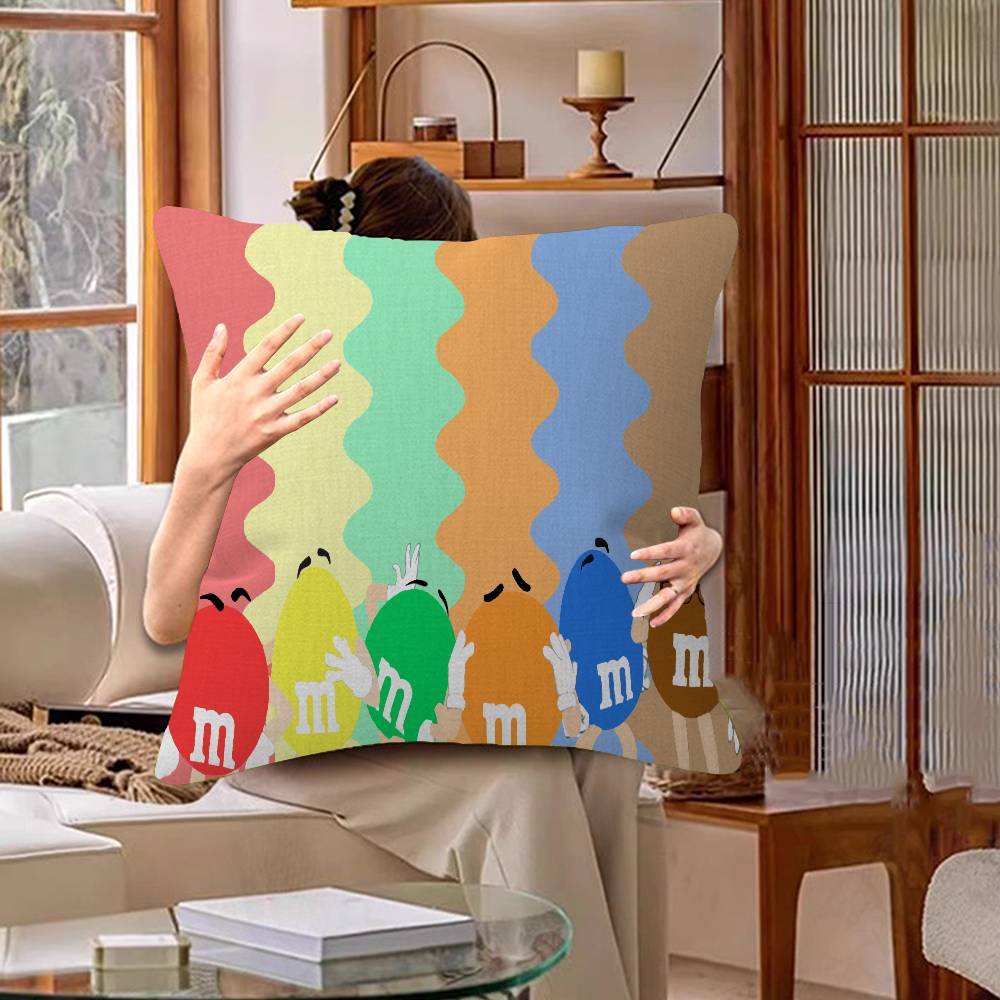 M&Ms Chocolate Office Cushion Pillowcase Car Cushion Cover45X45Cm Lumbar Pillowcase Sofa Pillowcover