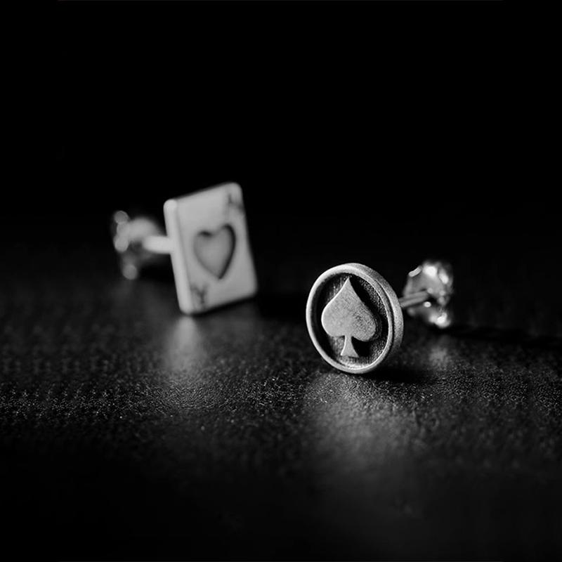 Retro Punk Herz Spielkarten Stecker Ohrringe Für Männer Frauen Gothic Persönlichkeit Straße Hip Hop Ohrschmuck Geschenk