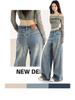 Women's High-Waist Retro Blue Wide-Leg Jeans - Autumn/Winter 2025 Collection.