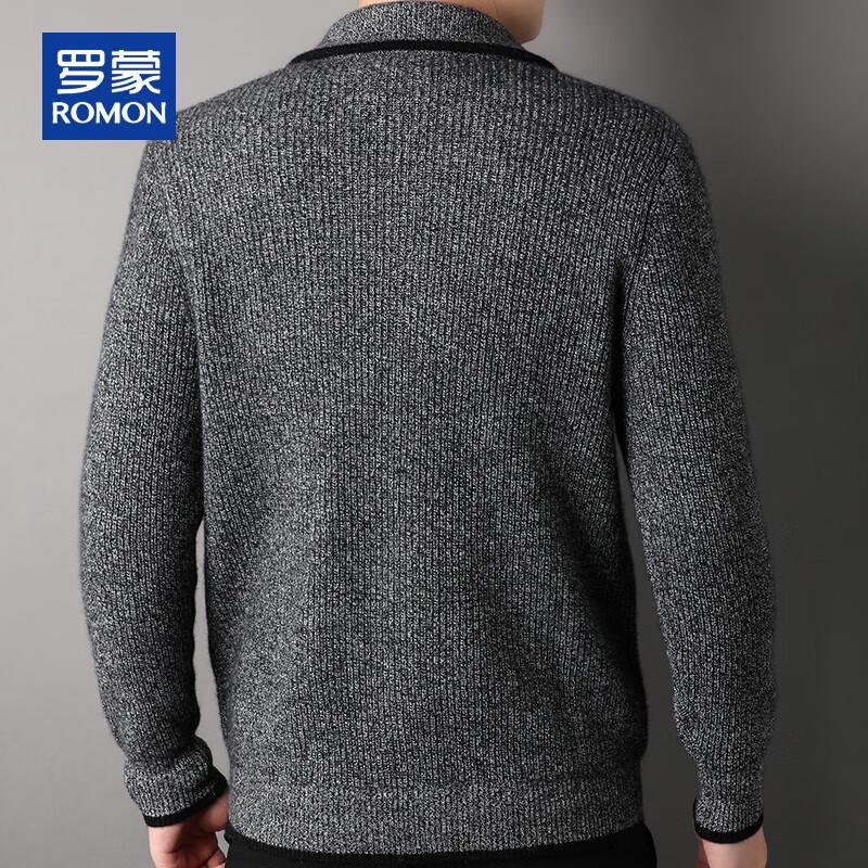 ROMON Men's 100% Cashmere Thick Knit Zipper Cardigan