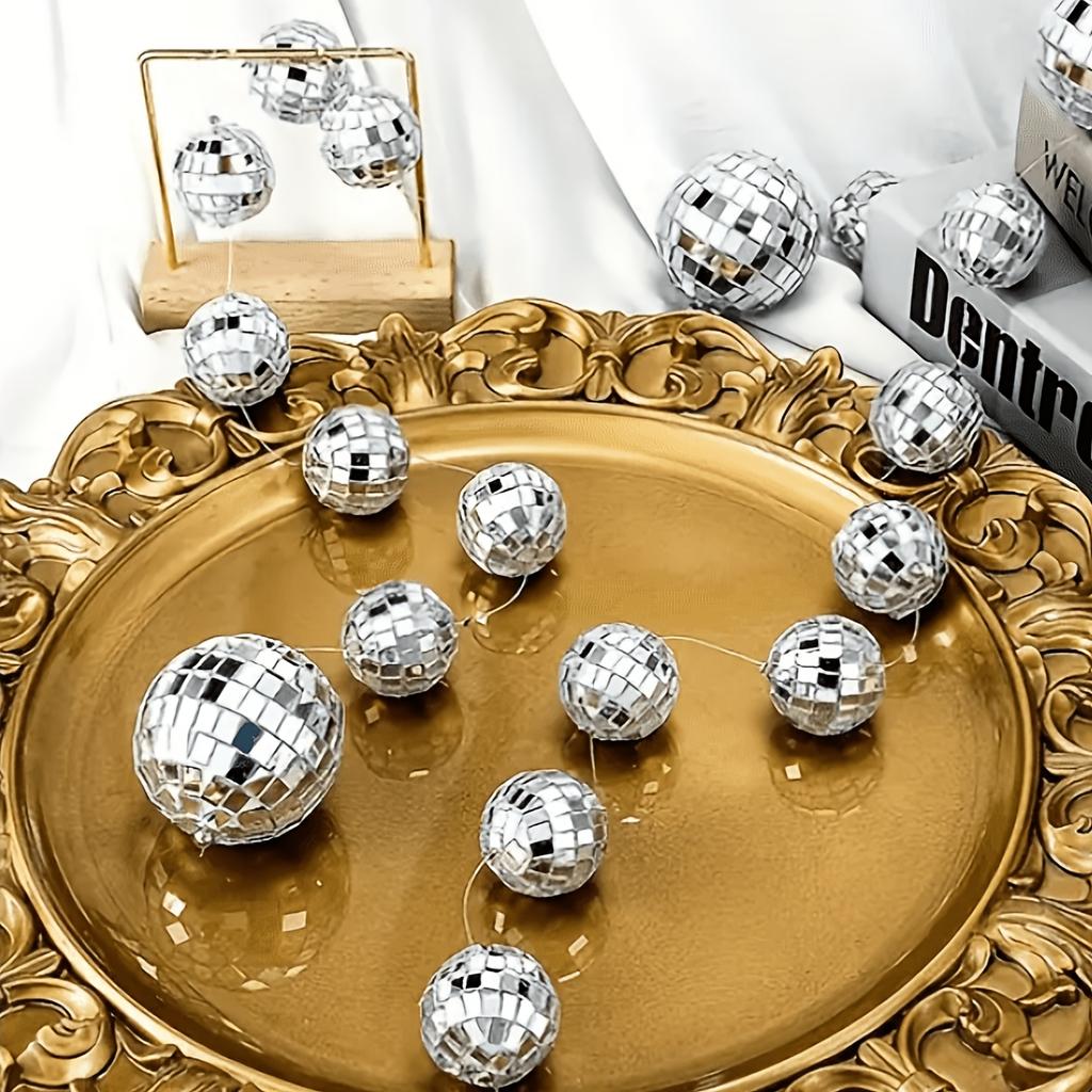 8pcs Mirror Ball Decor Set, Creative Disco Glass Balls for Wall Decoration, Suitable for Valentine's Day Wedding Party Birthday