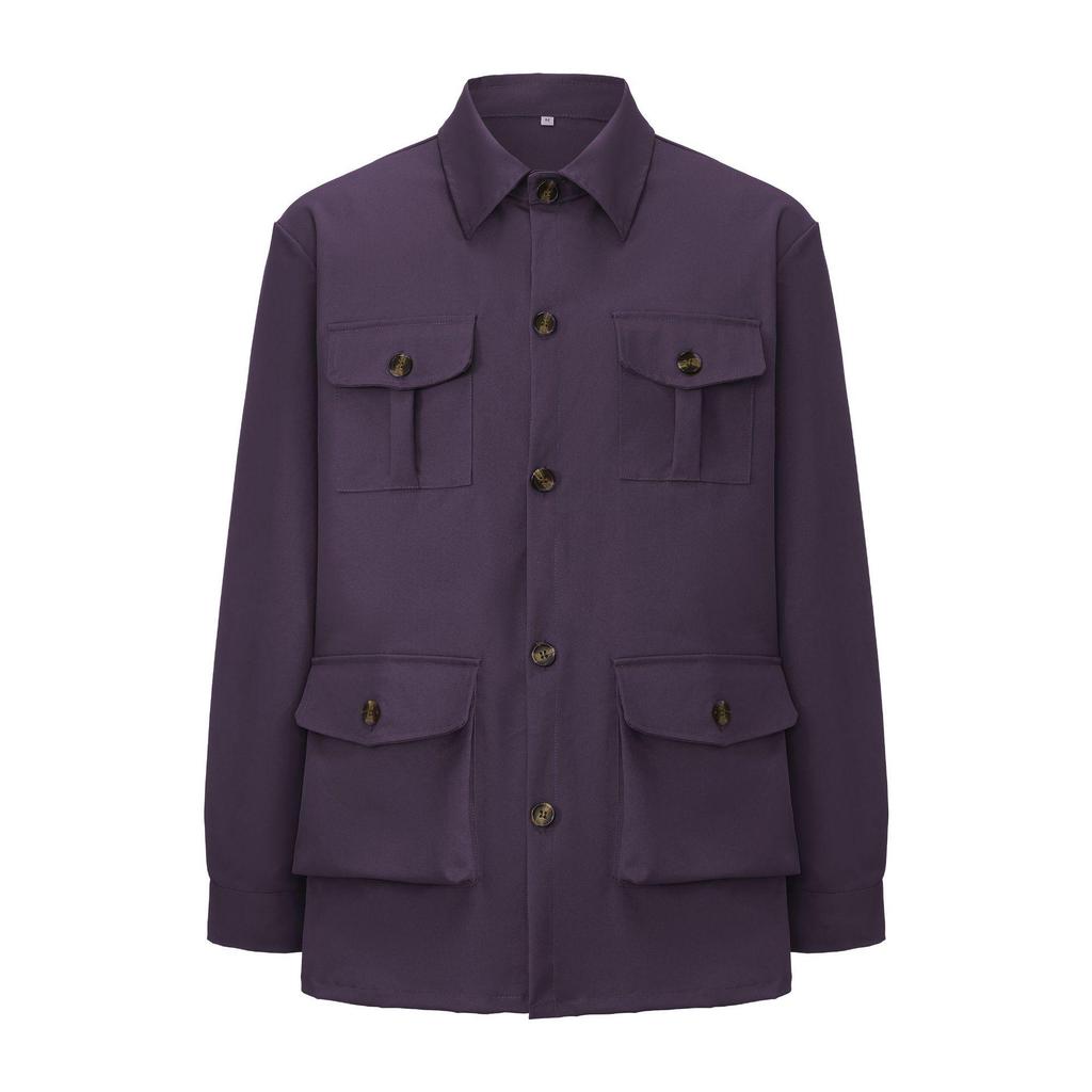 Męska Kurtka Robocza Myśliwska Retro Brytyjska na Wiosnę z Wieloma Kieszeniami