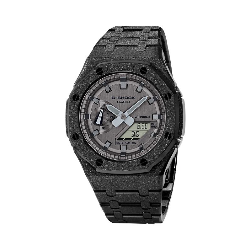 Casio Customized Watch Modified Series Frost Gold Texture Electronic Movement Steel Strap Same Model for Men and Women Gun GM-2100MF-5