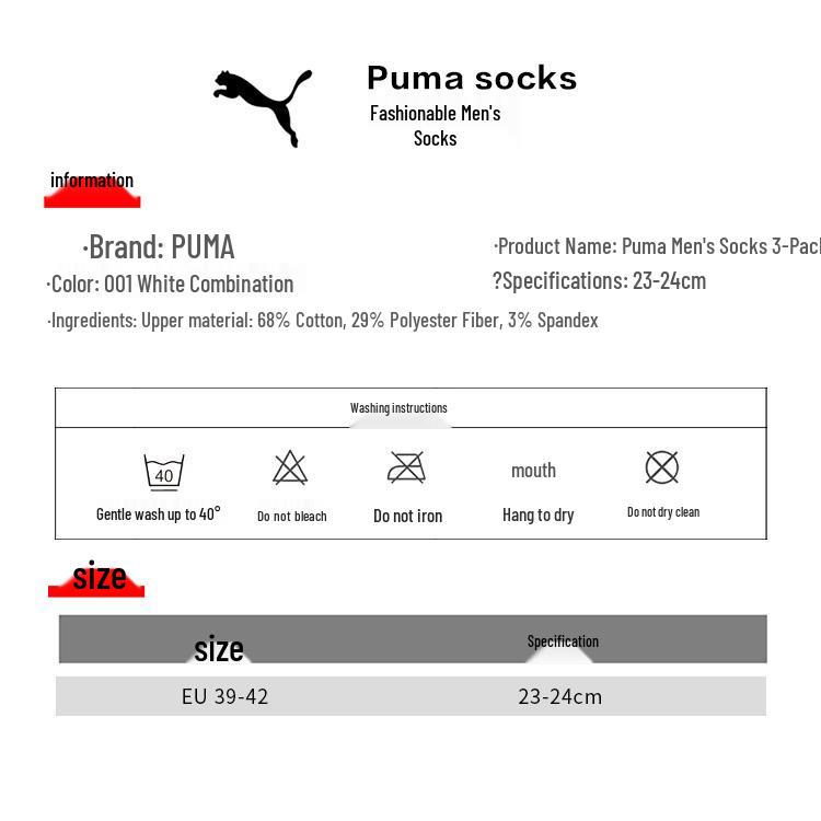 PUMA Men's Mid-Calf Socks 3-Pair Pack