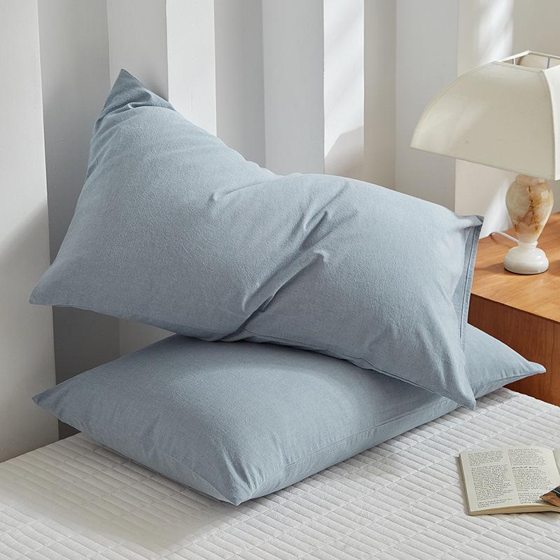 Sada 2 povlaků na polštáře z čisté bavlny barvené přízí, 48x74 cm, pro jednu osobu, povlaky na polštáře z prané bavlny.