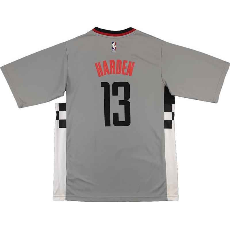 Adidas X NBA Harden Series Houston Rockets Gray Checkerboard Soft Comfortable Short Sleeve Basketball Shirt Men tops AT6321