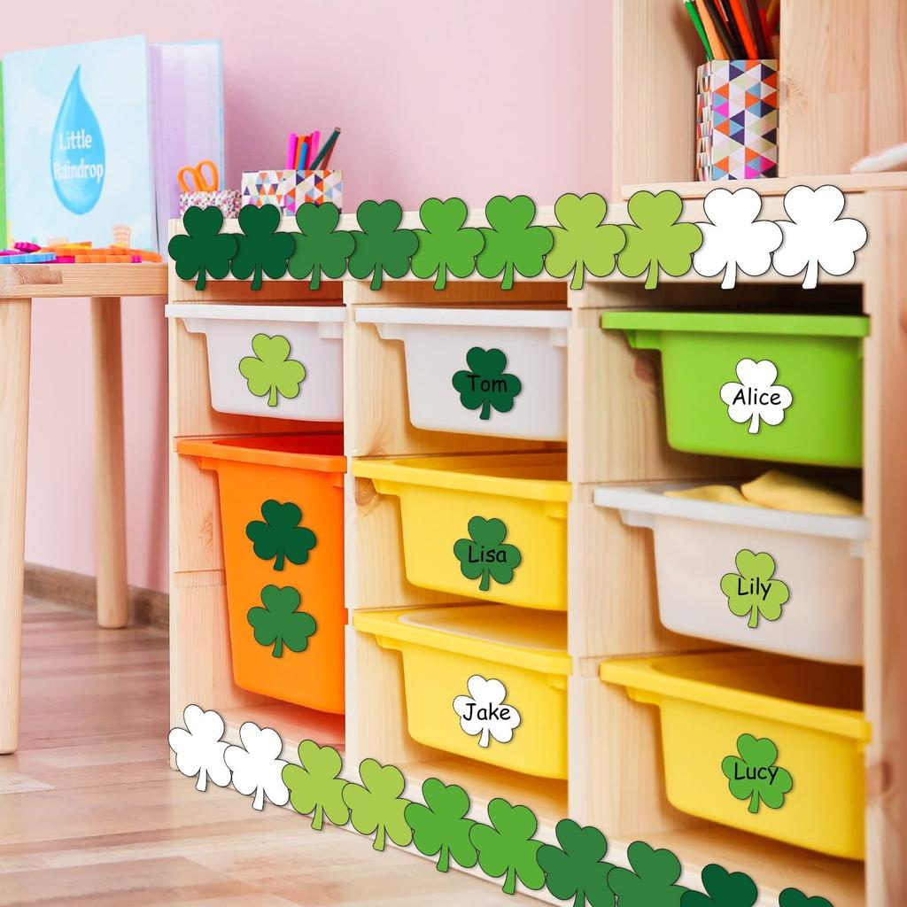 Whaline 45Pcs St. Patrick's Day Shamrock Cutouts 5.9 Inch Gradient Green Clover Shape Cut Outs Large Creative Assorted Paper Cut-Outs for Irish