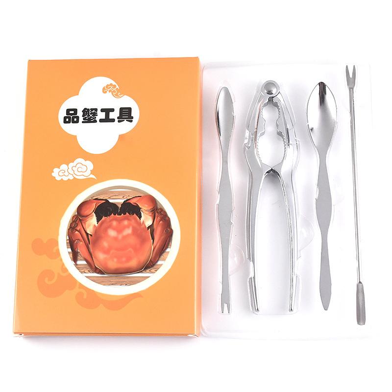 4 Pcs Seafood Tool Set Crab Shrimp Fruit Pliers Fork Spoon Set Nut Walnut Lobster Crab Cracker Tools Kitchen Accessories