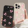 Pink Bow Knot Silicone Phone Case For iPhone 15 14 13 12 11 16 Pro Max 7 8 Plus X XS XR SE 2020 Shockproof Candy Soft Cover
