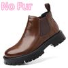 Slip on Leather Basic Boots Man Round Toe Style Outdoor Motorcycle Boots Warm Plush Fur Winter Boots for Men Comfy Outdoor Shoes