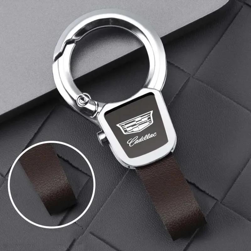 Creative Metal Leather Car Keychain Keyring Holder for Cadillac ATS BLS CT4 CT5 CT6 CTS Escalade EXT SLS STS XLR XT4 XT5 XT6 XTS Zd0