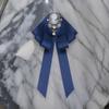 Handmade Ribbon Bows Brooch Men's Suit Shirt Collar Pin Rhinestones Crystal for Special Occasion