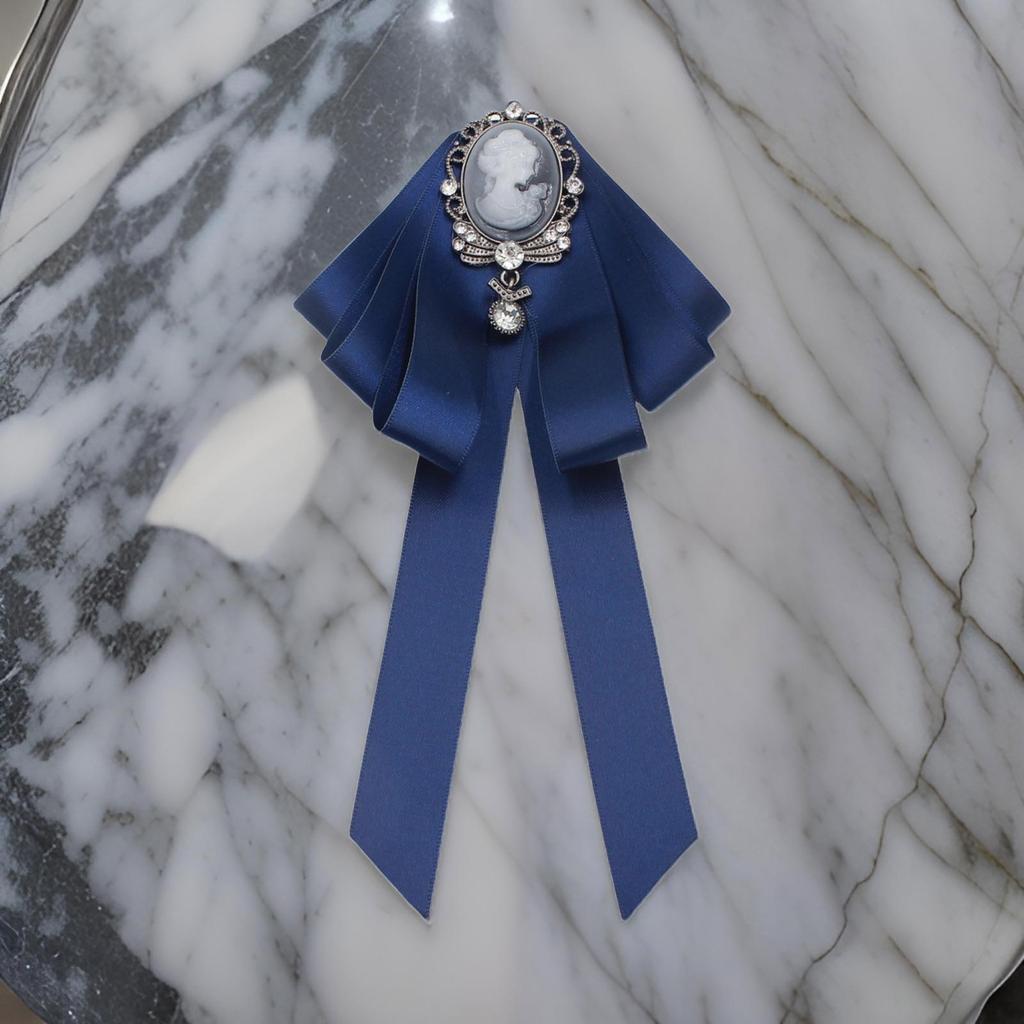 Handmade Ribbon Bows Brooch Men's Suit Shirt Collar Pin Rhinestones Crystal for Special Occasion