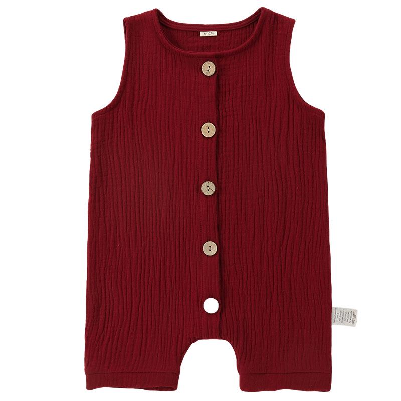 Mengqili Atmungsaktiver Baby-Baumwoll-Strampler - Ärmellos, Einfarbiger Overall für Neugeborene