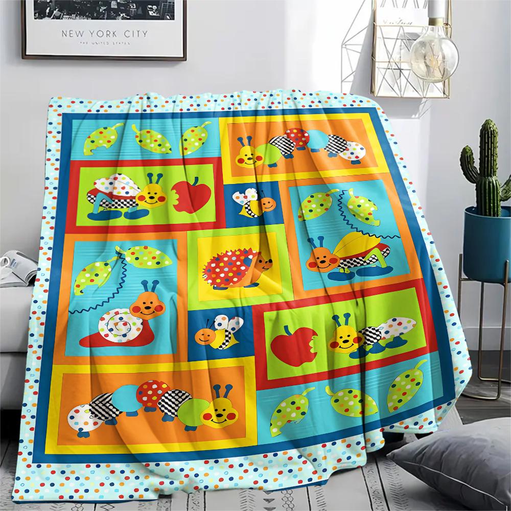1Pc Cartoon Animals Print Flannel Blanket, High quality Comfortable for All Seasons, Home Decor, Warmth and Comfort, Perfect for Christmas Gifts