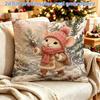 1pc 2D Flat Printed Pillowcase, Single-sided Print, No Pillow Insert, Hidden Zipper Closure, Cute Anthropomorphic Winter Cartoon Mouse Pattern, Size 4