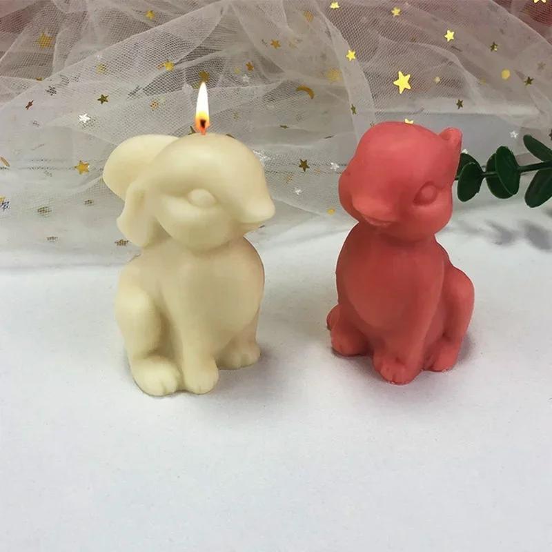Roztomilé zvíře Kreativní tvar Silikonová forma Ručně vyrobený Sedící králík Pečení Forma na dort DIY Vonná svíčka Sedící králík DIY Nástroje