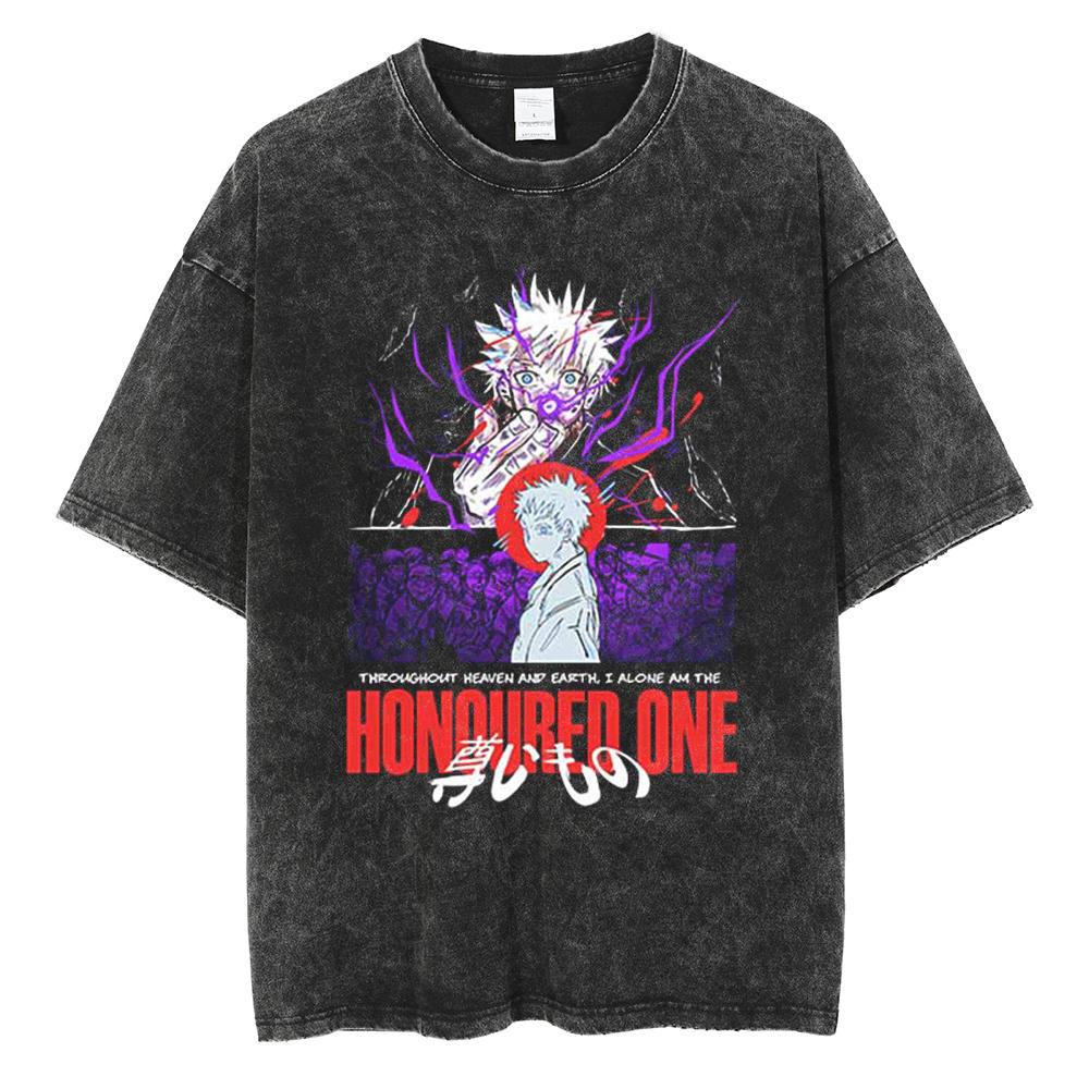 Anime Jujutsu Kaisen Print T Shirt Men Summer Zenin Maki Streetwear Tshirt Oversized Vintage Washed Short Sleeve Casual Tshirt