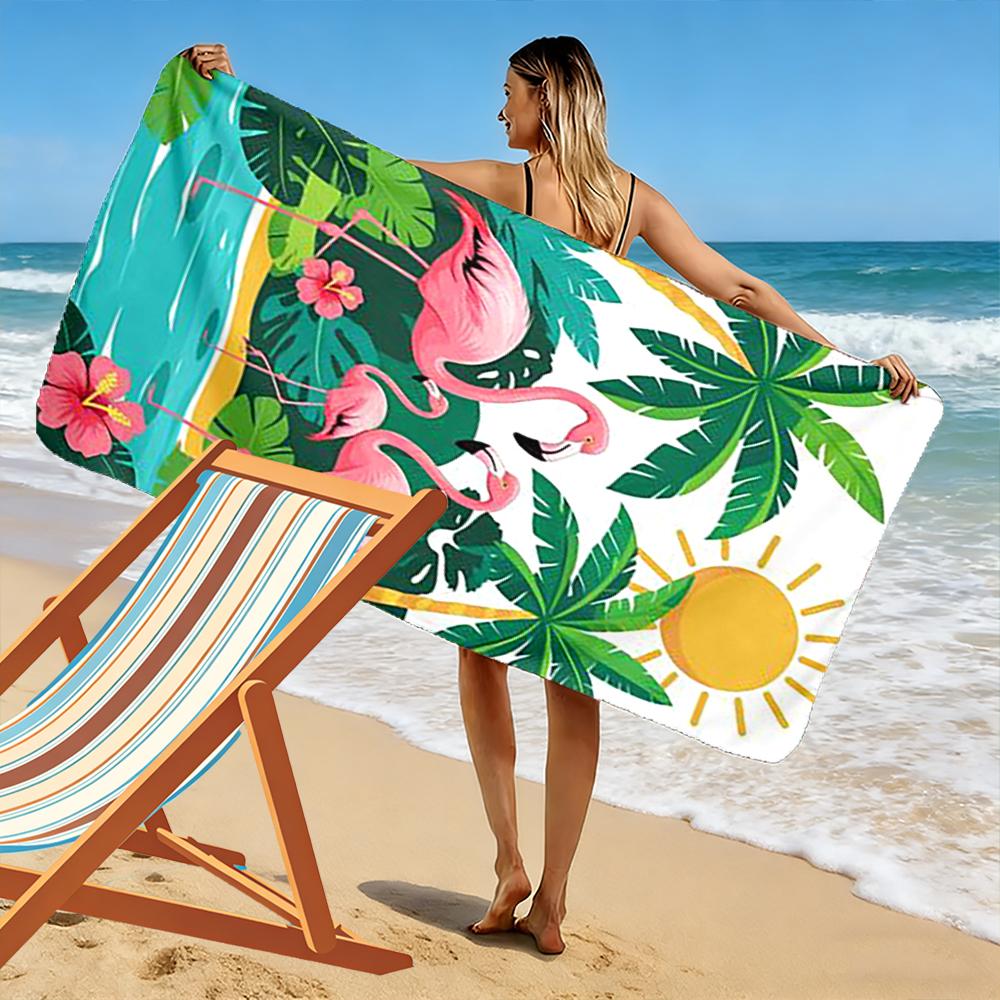 Flamingo Tropical Paradise Scene Beach towel quick-drying for travel outdoor sports jogging beach and swimming