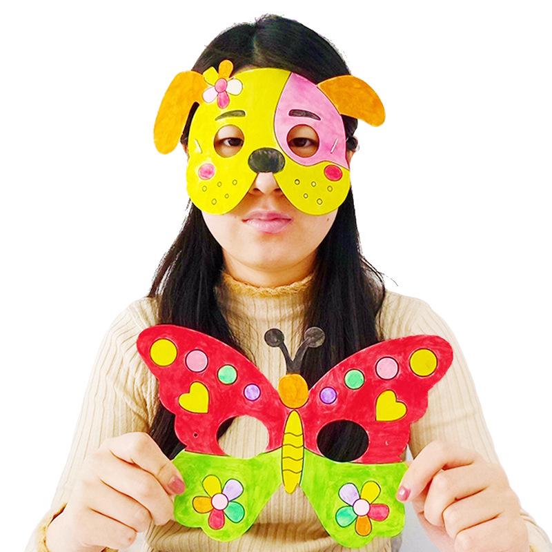 Animal Cartoon DIY Blank Mask Set for Kids - Creative Coloring and Painting Arts & Crafts Kit