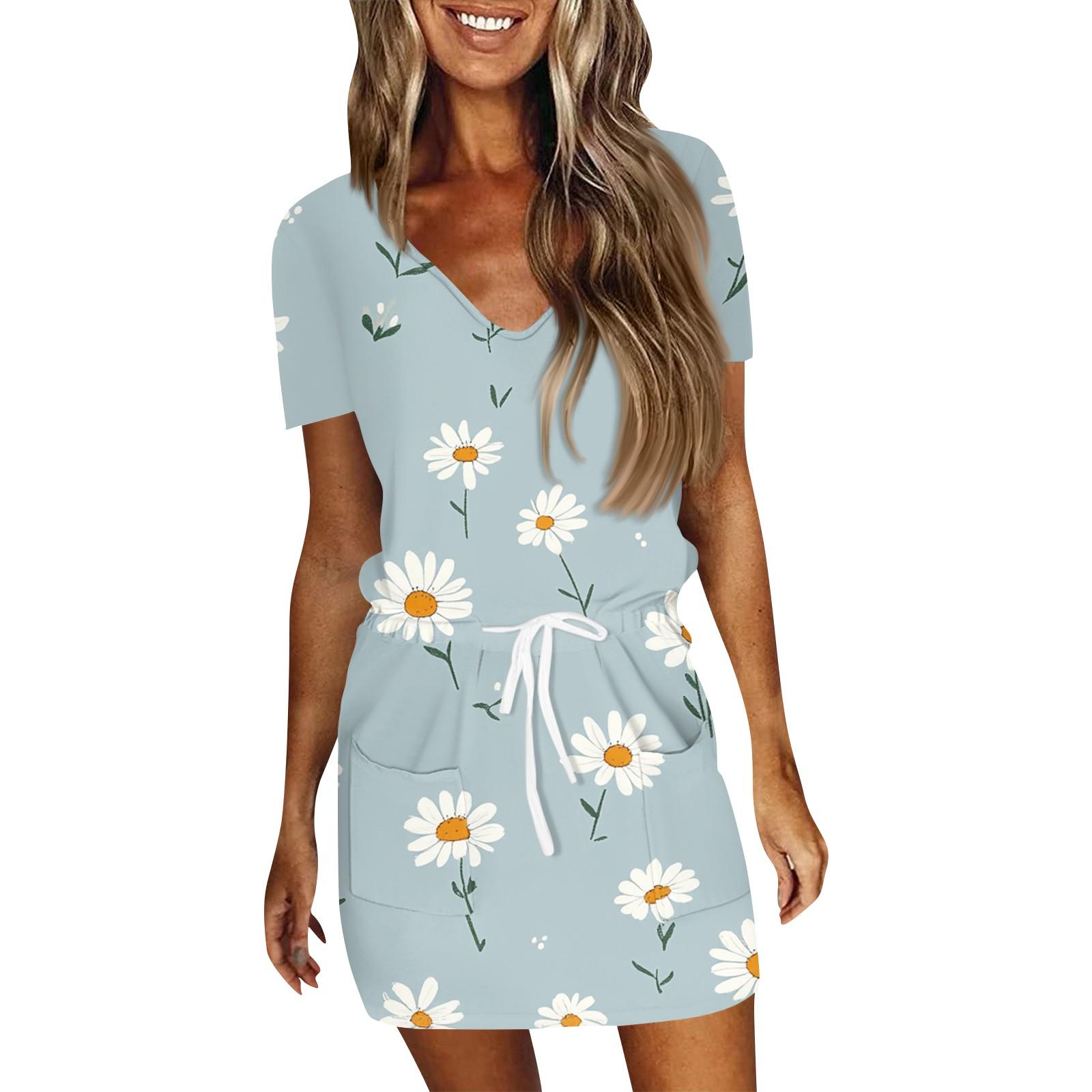 

Женское летнее повседневное модное однотонное платье с V-образным вырезом и короткими рукавами на шнуровке L