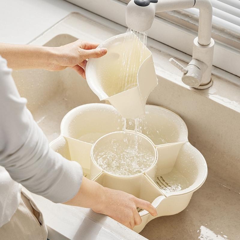 Multi Compartment Kitchen Basket with Draining Function for Hot Pot Parties Vegetable Platter Divided Serving Tray