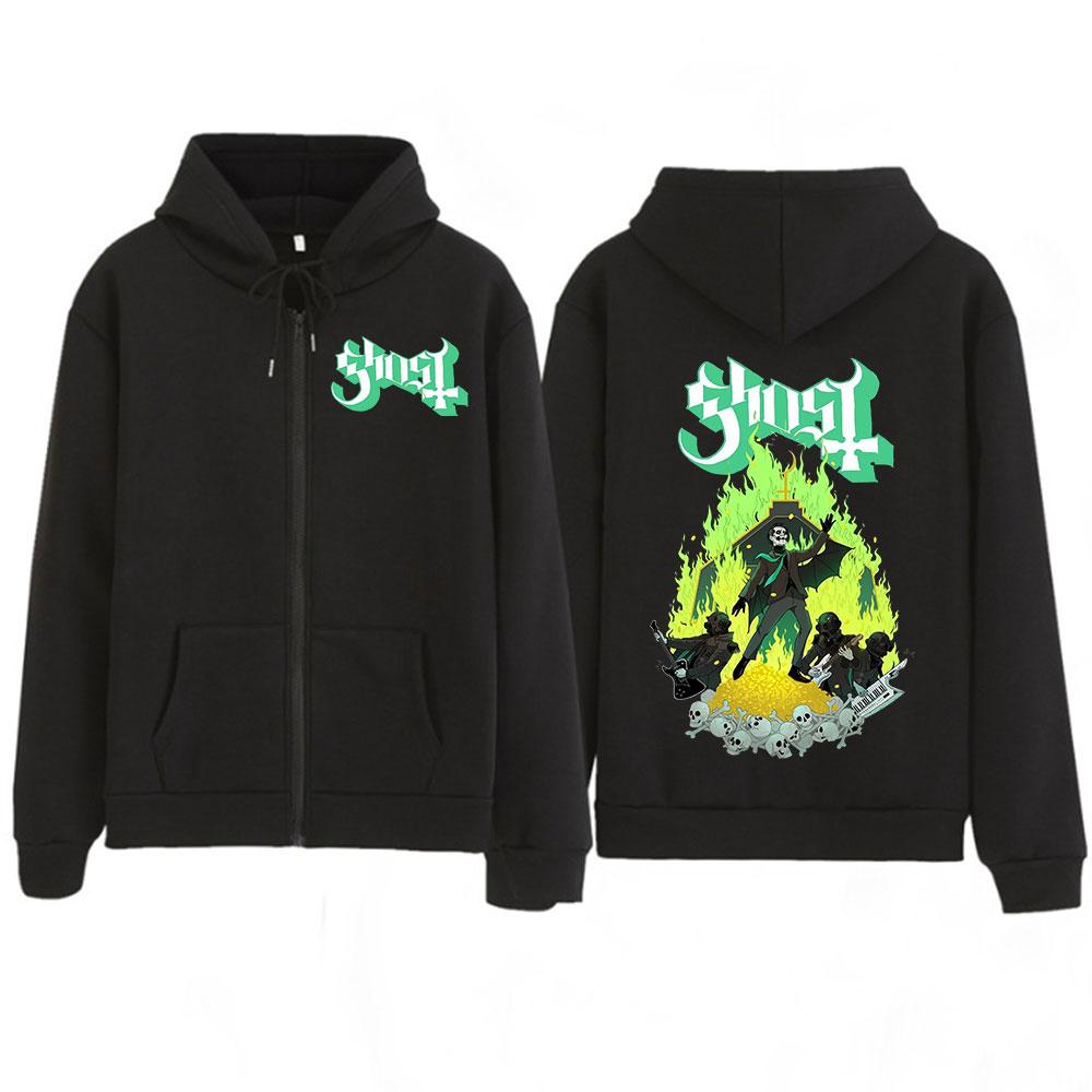 Ghost Skeletour World Tour Album Harajuku Zipper Hoodies Unisex Gothic Oversized Zip Up Sweatshirts Harajuku Hip-hop Coat