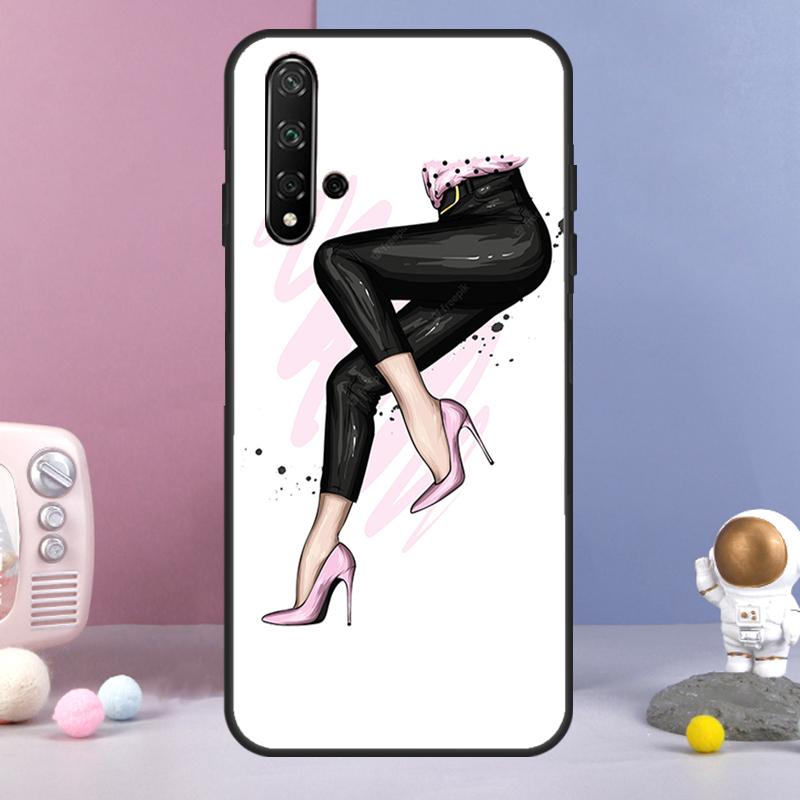 High Heels Girl Fashion For Huawei Nova 11 Pro 9 10 SE Y60 Y70 Y90 Y61 Y91 Y73 Y72 12i 11i 8i P20 P40 P30 Lite Case