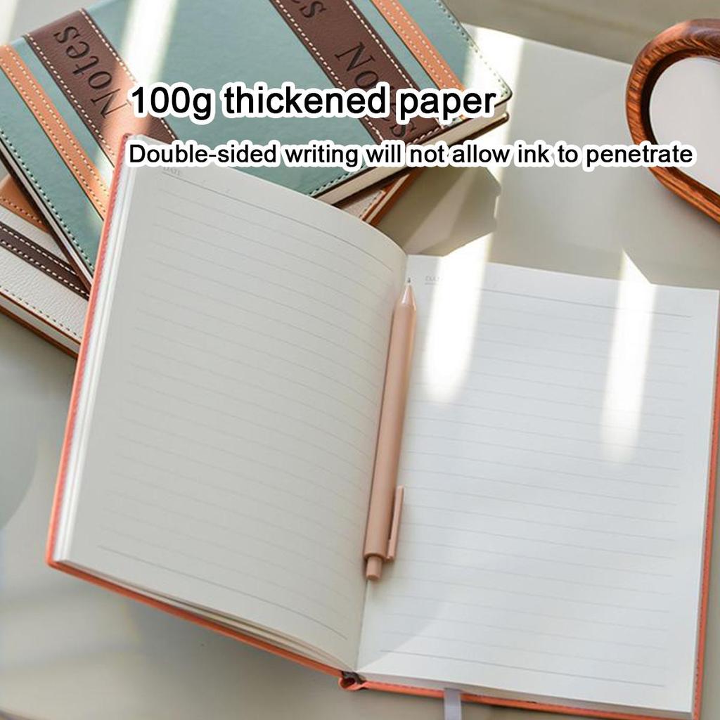 A5 leather study notebook, work notebook, business meeting record book, thickened diary, excerpt book, 100 sheets 200 pages