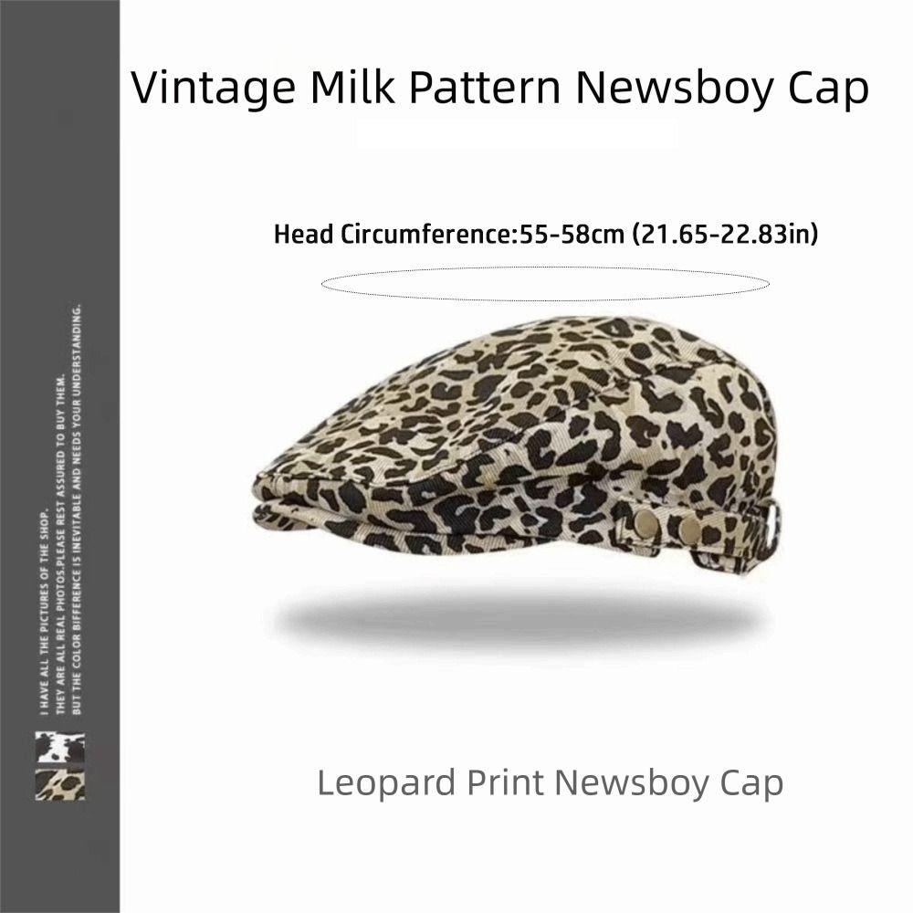 Fashion Retro Leopard Print Cap Baker Peaked Adjustable Leopard Beret Comfortable Painter Hat Spring Summer Autumn Winter
