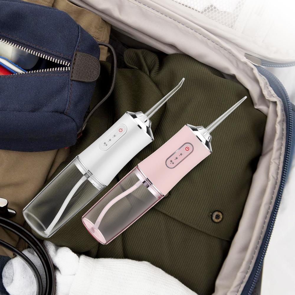 Tragbarer Dental-Wasserflosser, Munddusche, wiederaufladbarer USB-Wasserflosser, Zahnstocher, 4 Aufsätze, 220 ml, Mundspülmaschine