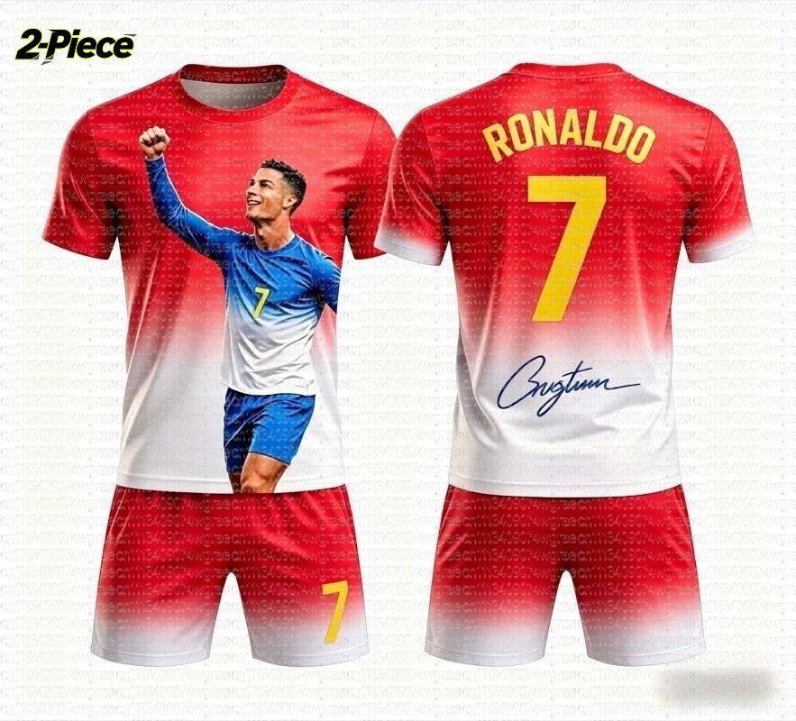 2026 Speciální Ronaldo # 7 Fan Fotbalový Dres Tričko Šortky Set Dámský Pánský Fanoušci Portugalska Košile a Šortky Letní Děti 2dílná Sada
