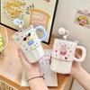 Birthday Gift High Value Ceramic Water Cup with Lid Mug Cartoon Rabbit Couple Sippy Cup Practical Souvenir