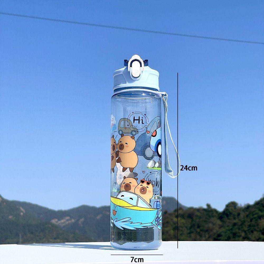 Capybara Printed Straw Cup Portable Sports Cup Creative Water Bottle  Outdoor Travel