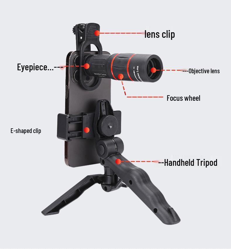 18x Mobile Phone Telephoto Lens: HD Concert Photography Monocular Telescope.