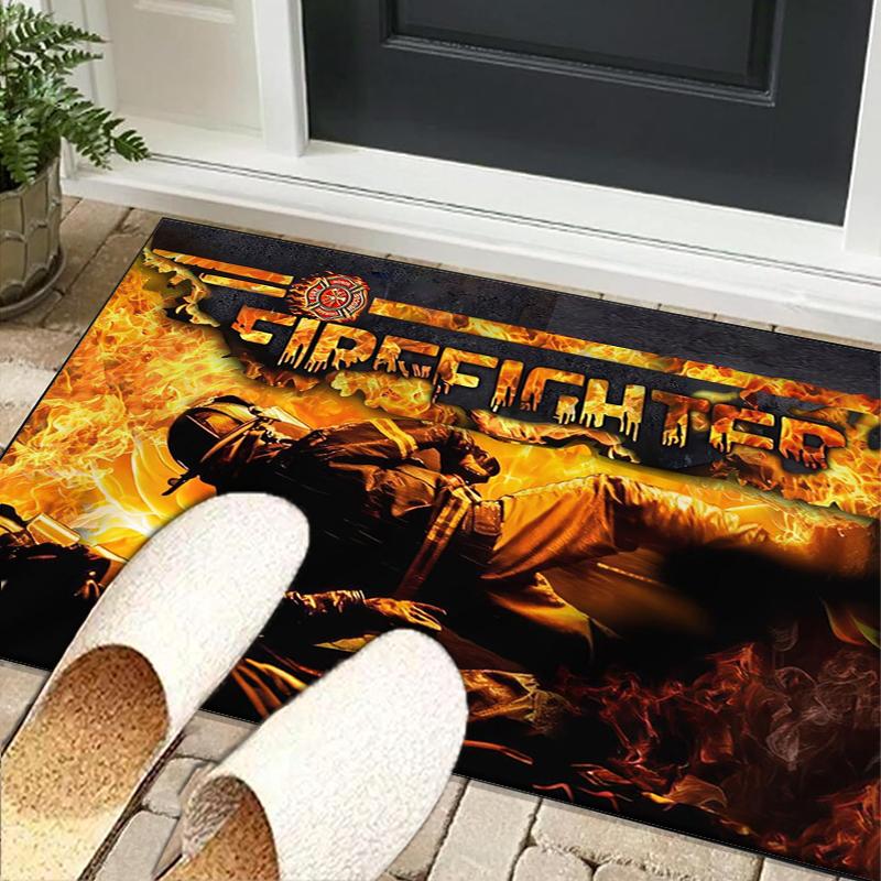 Firefighter In Action Office Rug Chair Mat, Entryway Carpet, Suitable for Front Door, Bedroom, Living Room, Desk, Holiday Gift