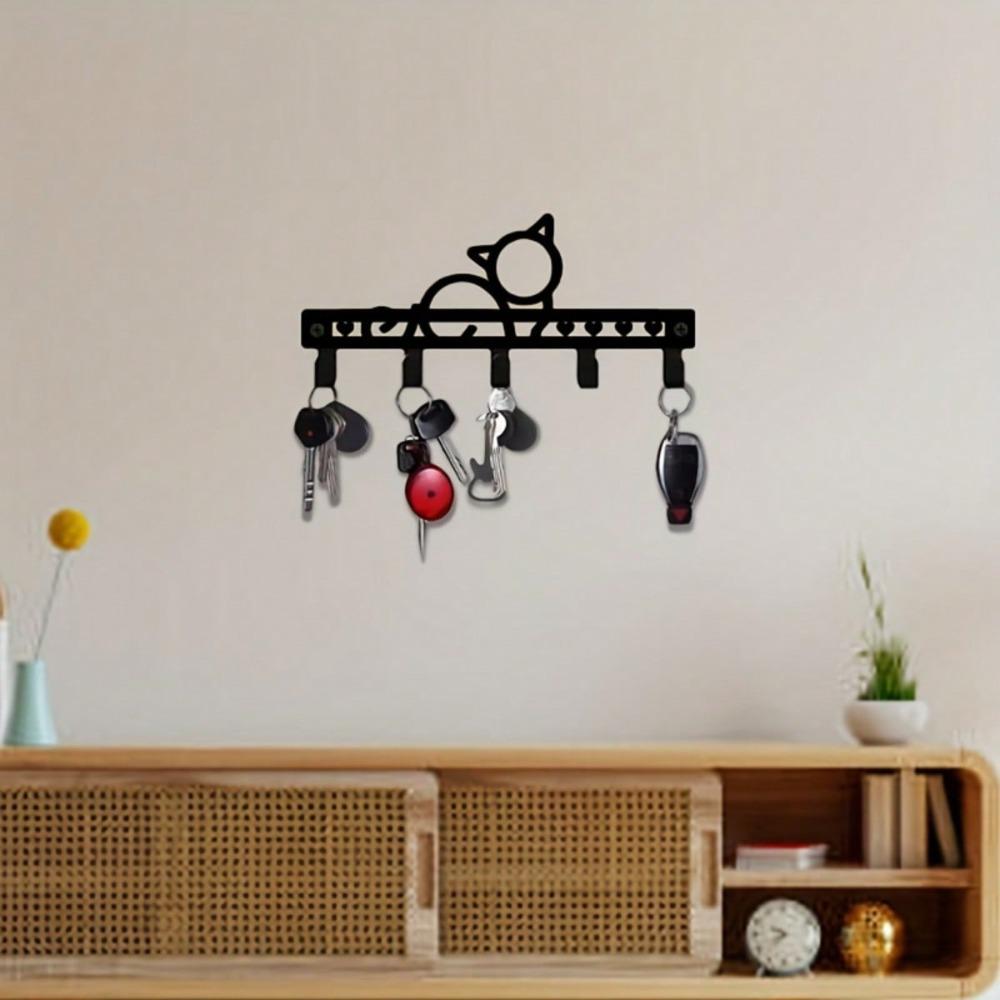 Creative Metal Key Hook Rack - Multifunctional Wall Organizer for Kitchen, Garage