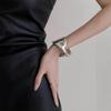 Vintage Chunky Wide Cuff Bracelet for Women Statement Gold Color Smooth Twisted Geometric Open Bangle Party Fashion Jewelry Gift