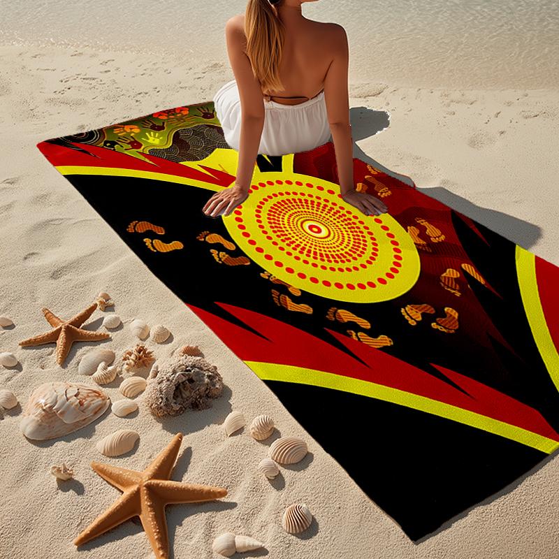 Sunrise Australian Indigenous Art Beach Towel, Super Soft Microfiber, Gift for Her/Him, Birthday, for Pool, Beach, Travel, Home Decor Fan Gifts