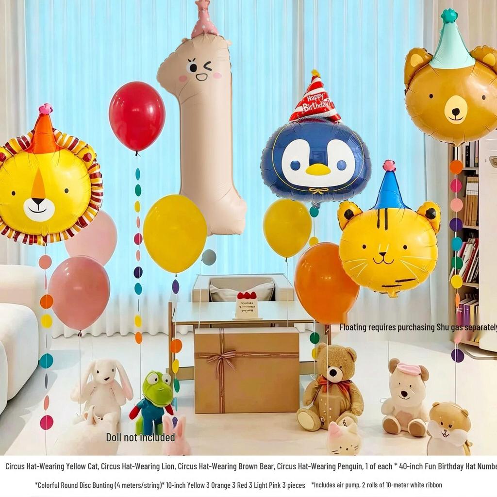 10. Geburtstag Cartoon Tiere & Zahlen Luftballon Party Dekoration für Kinder