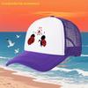Charming Ladybug Cartoon Mesh Trucker Hat Breathable Polyester Blend Casual Baseball Cap Adjustable Sun Hat