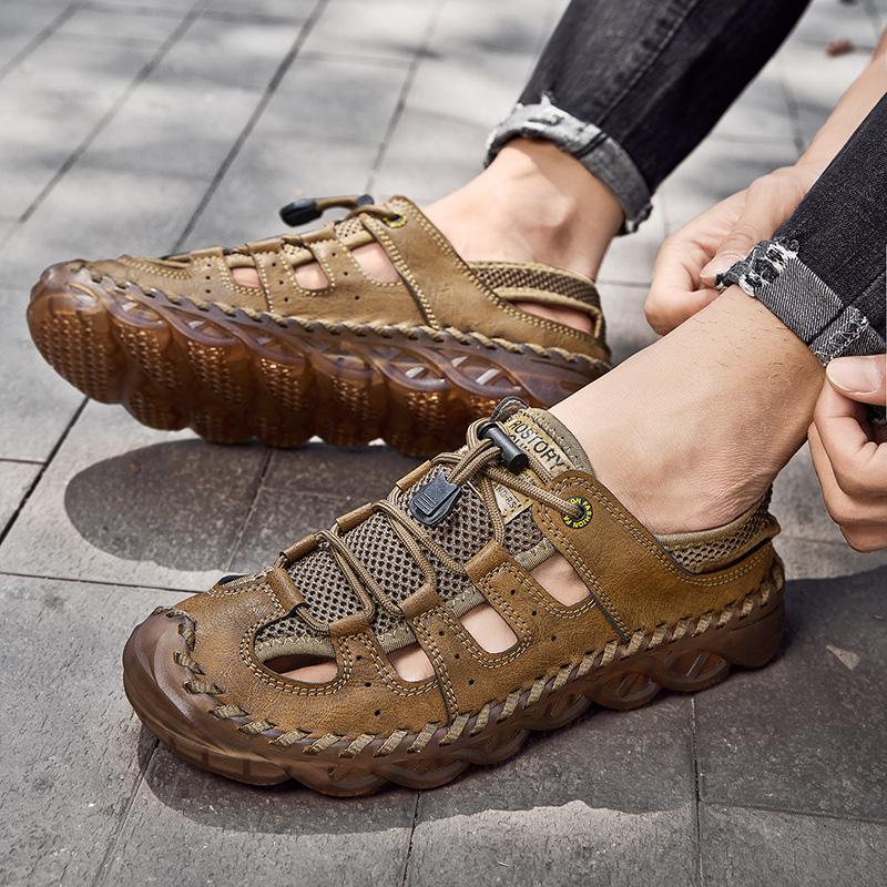 2023 Leather Men Shoes Summer New Large Size Men's Sandals Men Sandals Fashion Sandals Slippers Big Size 38--46