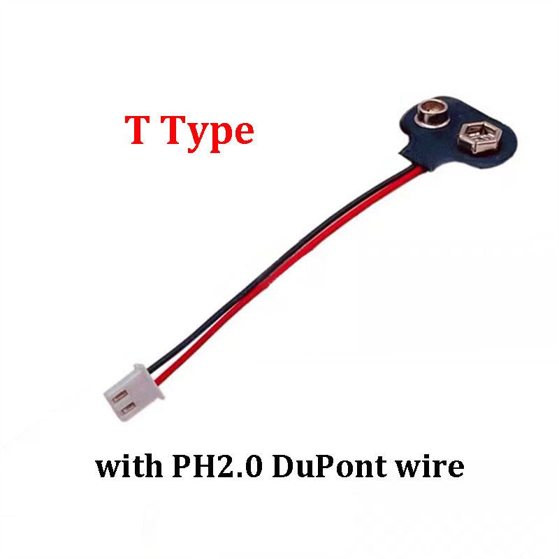 9V Battery Connector Power Clips DC Jack Male Female Alligator Snap Adapter Wire Holder Cable With PH2.0/XH2.54 wire